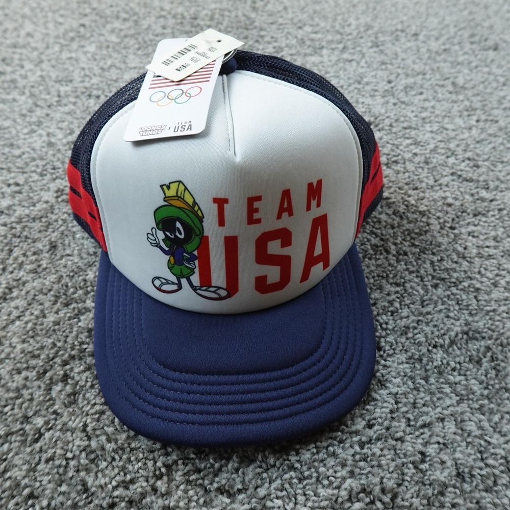 NEW Team USA Hat Cap Mens One Size Blue Looney‎ Tunes Trucker Snap Back Olympics